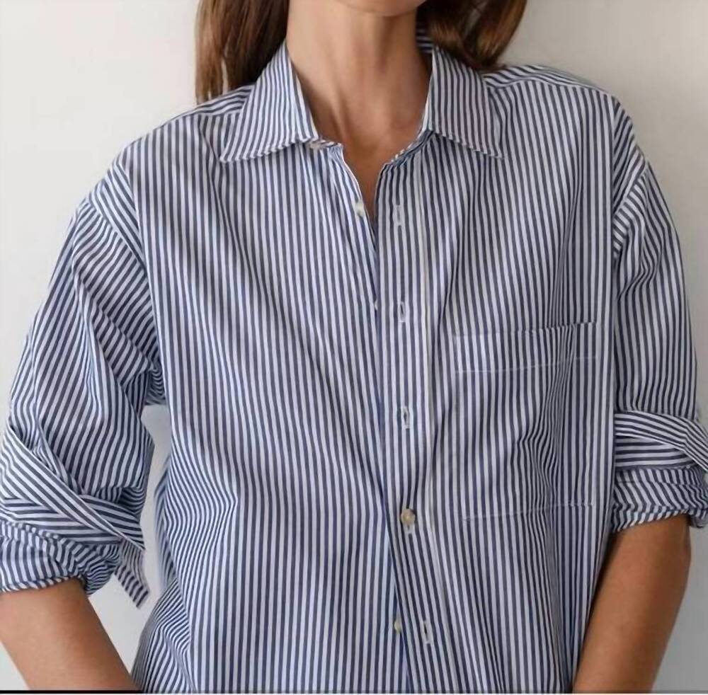 NEW DONNI. stripe pop shirt in dark grey